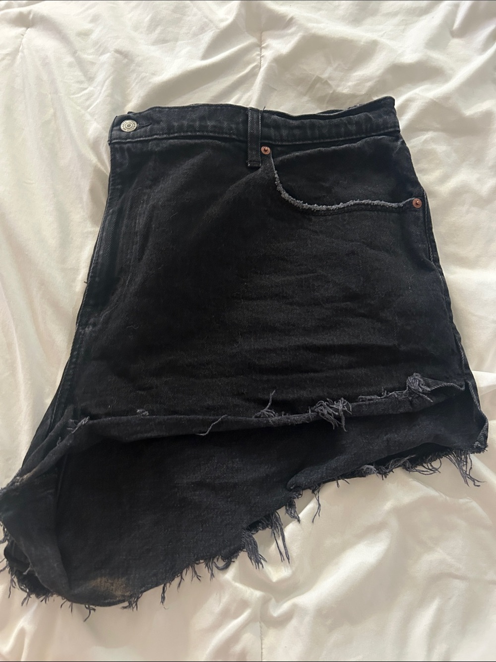 Abercrombie and Fitch Curve Love Black Distressed Denim Mini Skirt